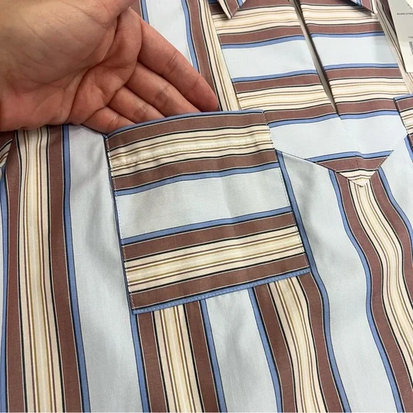 NWT Tory Burch TB Striped Cotton Casual Top size 10 - Picture 13 of 14